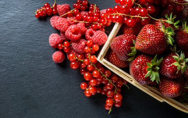 Berries mix with redcurrant, strawberry and raspberry