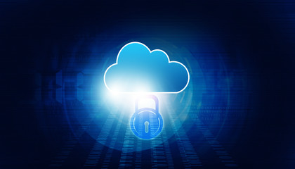 Cloud computing security concept. Digital illustration .