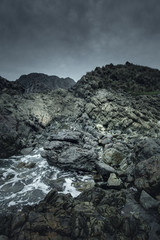 Waves and Rocks at Stormy Beach, Tasmania