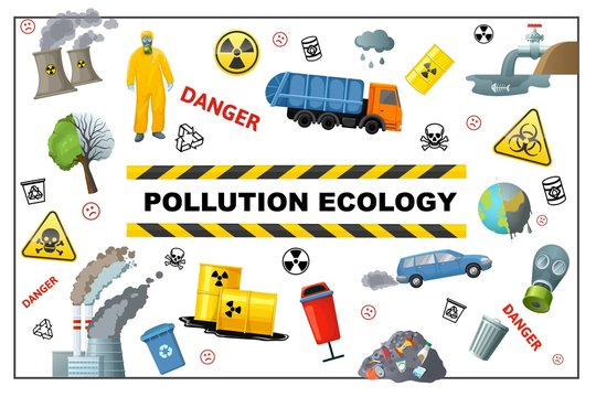 Flat Ecology Pollution Concept
