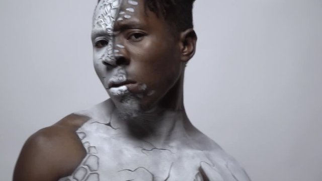 Bodyart on a man with emotions