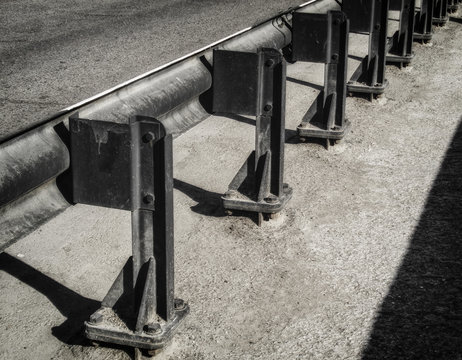 Fototapeta Guard rail. Road barrier for safety. Safety barrier on the bridge