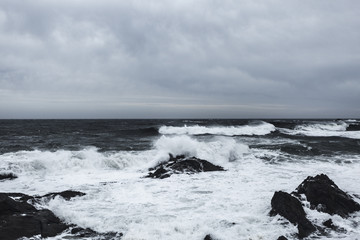 Waves and Rocks at Stormy Beach, Tasmania