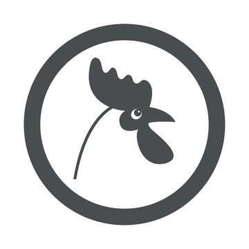 Icono plano cabeza de pollo en circulo gris