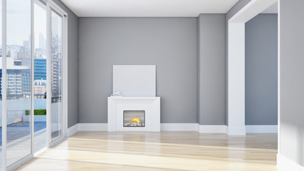 Obraz na płótnie Canvas modern bright interiors apartment Living room 3D rendering illustration
