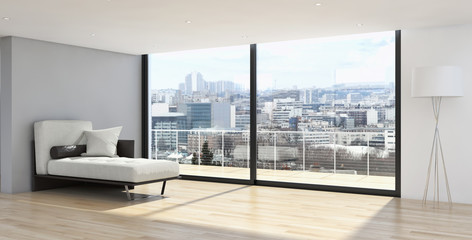 Fototapeta na wymiar modern bright interiors apartment Living room 3D rendering illustration