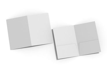 Blank white reinforced A4 single pocket folder on isolated white background, 3d illustration