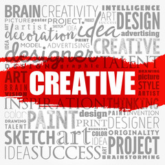 CREATIVE word cloud, creative business concept background