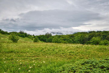 Mountain landscape after rain