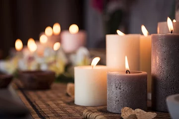 Fotobehang Spa setting with aromatic candles © Rido
