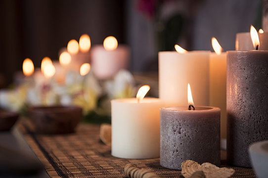 Spa setting with aromatic candles