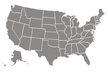 Mapa gris de Estados Unidos de América. © Gabrieuskal