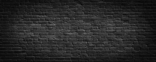 Papier Peint photo Mur de briques Fond de mur de briques noires.