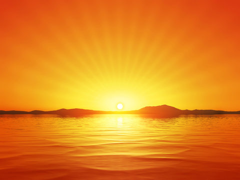 a beautiful golden sunset at the ocean
