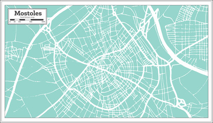 Mostoles Spain City Map in Retro Style. Outline Map.