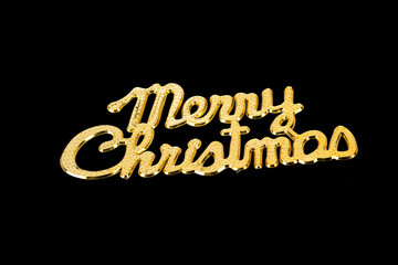 Golden Merry Christmas sign on black