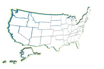 Mapa blanco de los Estados Unidos de América.