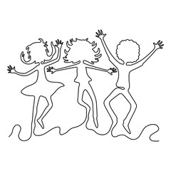 Group of teenagers in a jump from a continuous line.