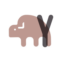 Cute cartoon yak flat vector style. Simple and adorable smiling yak illustration.Letter Y for the Yak. 