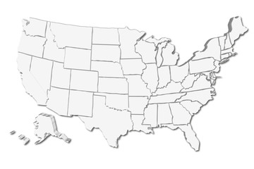 Mapa blanco de los Estados Unidos de América.