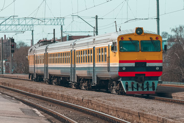 Fototapeta na wymiar Yellow diesel train