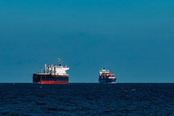 Black cargo ship