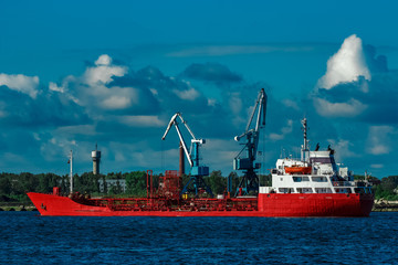Red tanker ship