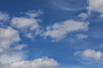 Fototapeta na wymiar Cumulus clouds in the blue sky. Sunny weather. A clear summer day.