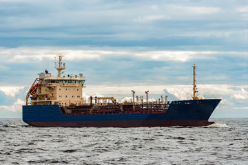 Blue cargo tanker ship
