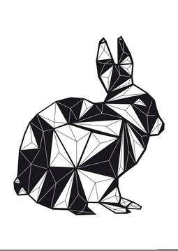 geometric black and white bunny