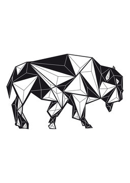 geometric black and white bison
