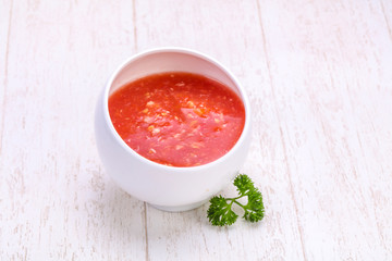 Horseradish sauce in the bowl
