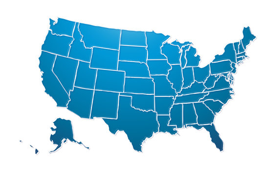 Mapa Azul De Los Estados Unidos De América.