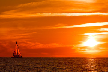 Romantic sunset over the sea