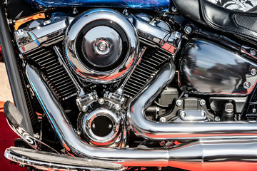 Fototapeta na wymiar a shiny motorcycle engine
