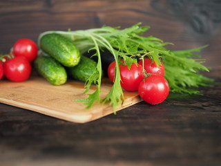 vegetables on a dark background, close-up