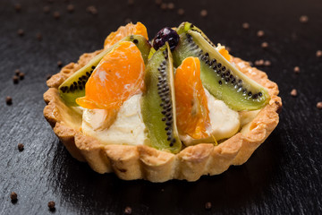 Fresh homemade fruit tart with fruits