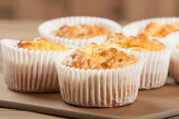 Homebaked Ham And Cheese Muffins In Paper Cases.