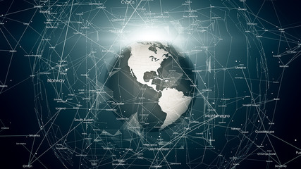 Fototapeta premium Global network connections around the earth