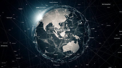 Fototapeta na wymiar Global network connections around the earth