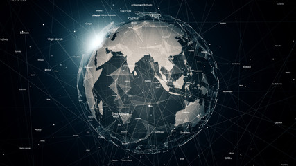 Global network connections around the earth