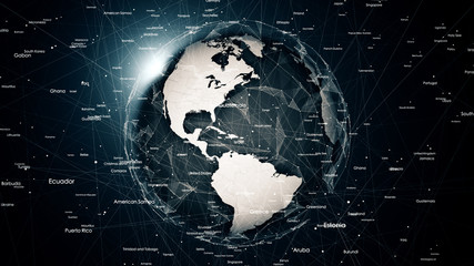 Global network connections around the earth