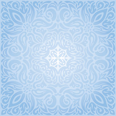 Gentle Blue floral vector seamless decorative background vintage retro wedding wallpaper mandala design