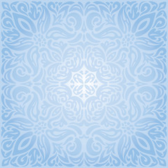 Gentle Blue floral vector seamless decorative background vintage retro wedding wallpaper mandala design