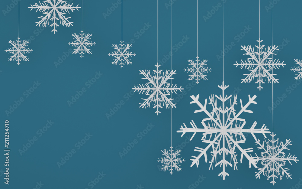 Poster paper art scene of snow flake on pastel background,minimal concept of forest in the night,idea for x