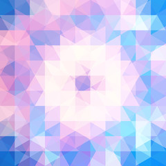 Abstract mosaic background. Triangle geometric background. Design elements. Vector illustration. Blue, pink, white colors.
