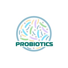 Bacteria logo. Probiotics logo. Concept of healthy nutrition ingredient for therapeutic purposes. simple flat style trend modern logotype graphic design isolated on white background