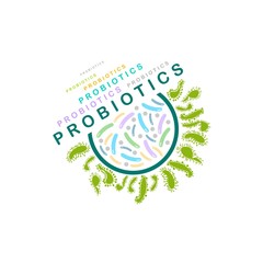Bacteria logo. Probiotics logo. Concept of healthy nutrition ingredient for therapeutic purposes. simple flat style trend modern logotype graphic design isolated on white background