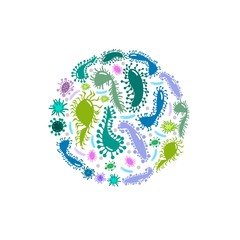 Bacteria logo. Probiotics logo. Concept of healthy nutrition ingredient for therapeutic purposes. simple flat style trend modern logotype graphic design isolated on white background