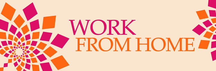 Work From Home Pink Orange Floral Horizontal 